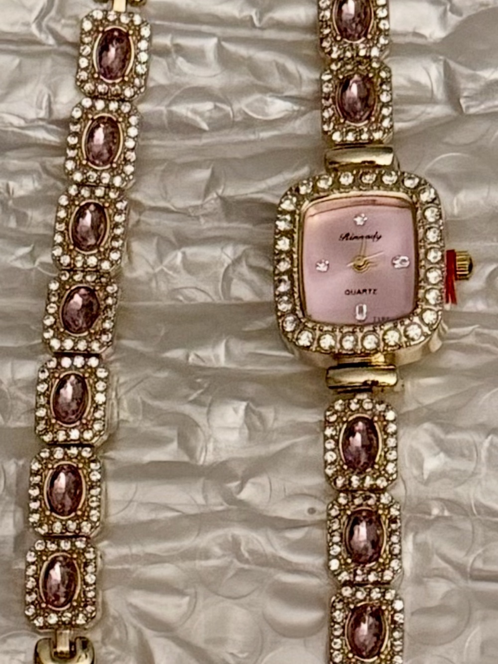 Pink Crystal Bracelet Watch for Women